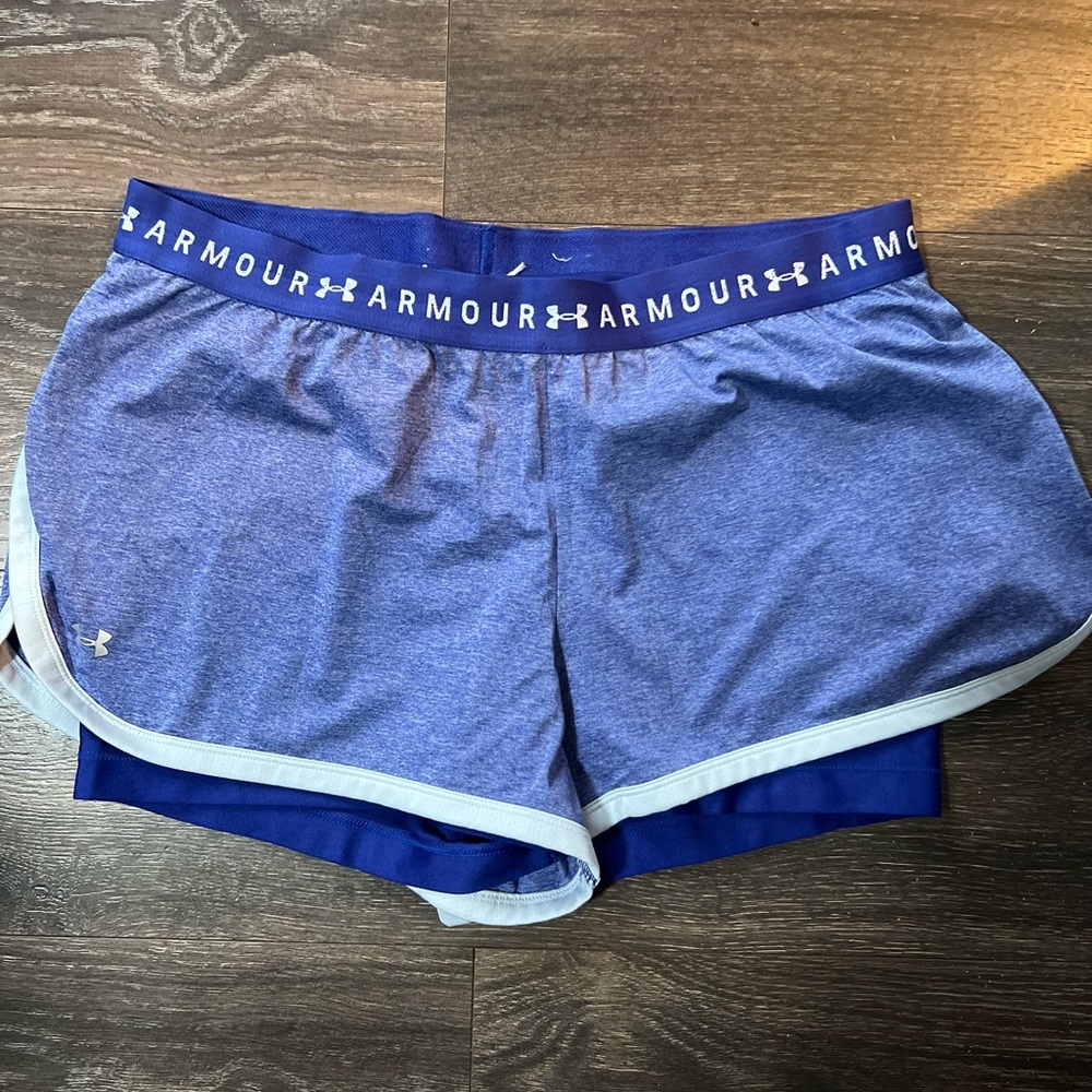 Under Armour Women's Athletic Shorts in Blue and White